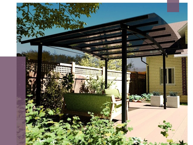 Навесы для террасы в Ивантеевке от 13116 руб. под ключ | ПРОЛЁТ-Внт